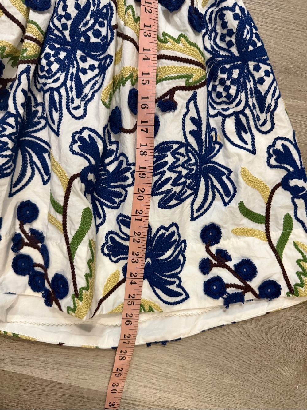 Anthropologie White Mini Dress with Blue Floral Embroidery - Picture 8 of 8